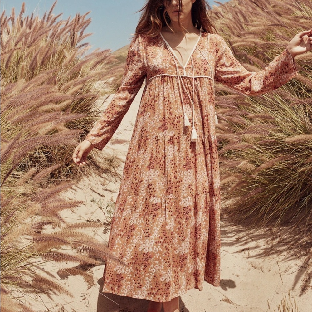 Christy Dawn Peach Floral Midi Dress